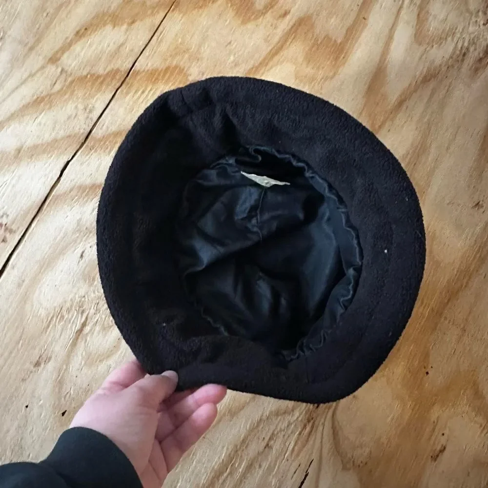 Black Fleece Bucket Hat Snowflake Embellishment One Size